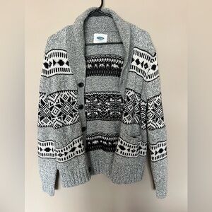 Men’s Gray and Black Patterned Cardigan